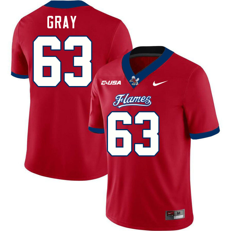 Liberty Flames #63 Xavior Gray College Football Jerseys Stitched-Red